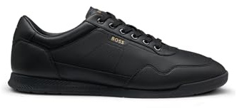BOSS Herren Nitan ltpf Sneakers aus Nappaleder mit goldfarbenem Branding Größe