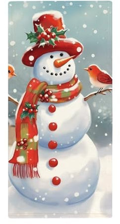 TKJMCSW Weiche Handtücher, Weihnachtsmotiv, Schneemann und Vögel, für Damen und Herren, leicht, saugfähig, bequem, schnell trocknend, Handtücher für Badezimmer, 28,7 x 35,1 cm