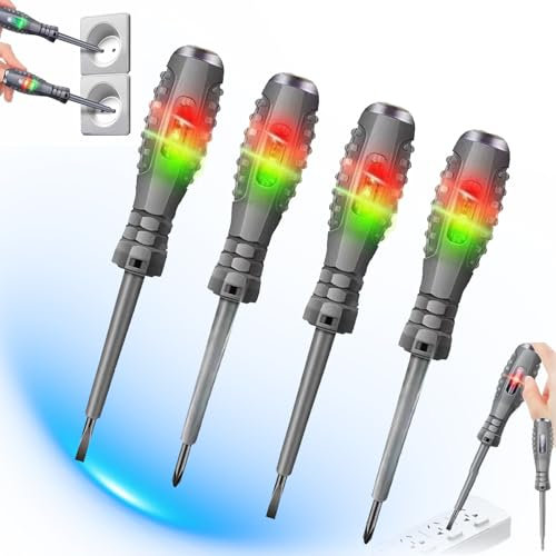 2 en 1 Destornillador Magnético de Alto par Detector de Electricidad,4 Piezas Destornillador Comprobador de Tensión,Detector de Voltaje Sin Contacto,Para Detectar Circuitos de Corriente Continua