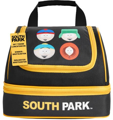 Get Trend South Park Insulated Lunch Bag with Dual Compartments | Thermal Cooler Bag for Lunch Box & Snacks, Food Carrier for Sports, Travel, Picnics, School Supplies Gifts (Black South Park)