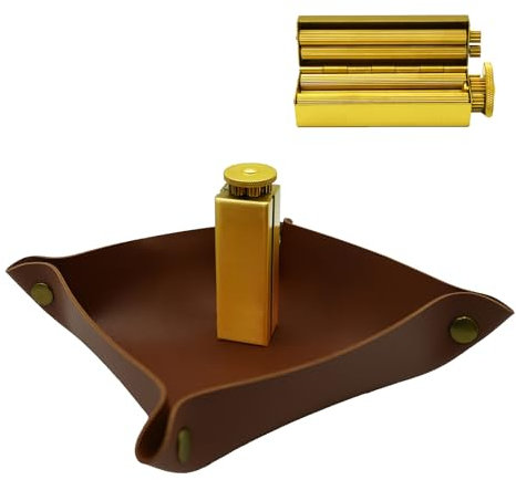 JGJUUZ Vintage Joint Roller, Vintage Messing Zigarettenroller, handgemachte Zigarettendrehmaschine aus reinem Kupfer unterstützt 70mm Zigarettenpapier,Square,Set B