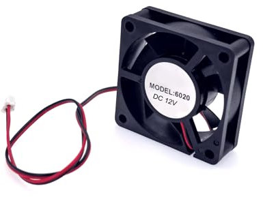 JZK Mini ventilador refrigeración 60x60x20mm DC 12V 60 mm 2 pines, 4700 rpm 0,09 A, ventilador CC sin escobillas pequeño cojinete 6020 6 cm para refrigeración o ventilación, ventilador impresora 3D