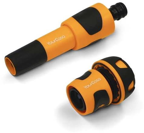 YourCasa Pulverizador de jardín con adaptador de manguera de 3/4 pulgadas, jeringa premium para manguera de jardín, boquilla con accesorio para el jardín, alcachofa de mano, pulverizador de limpieza