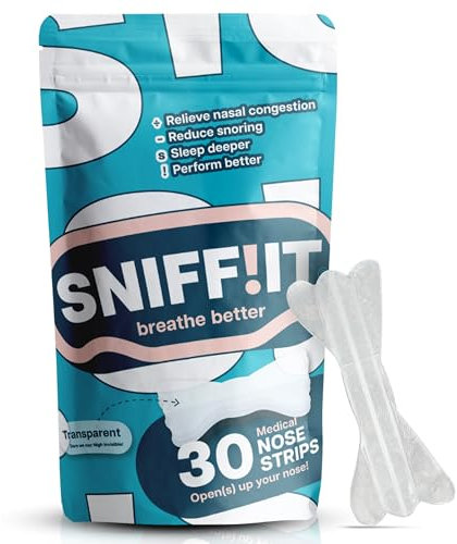 Sniffit Transparent Nose Strips Against Snoring - Pack of 30 Nose Strips for Easier Breathing Through the Nose During Sleep & Sports - Anti Snoring Nose Plasters - Nasal Strips Sleep & Breathe Better
