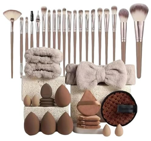 Pinceaux De Maquillage - Ensemble D'outils De Maquillage 40 Pièces | Accessoires De Maquillage Pour Débutants | Éponge De Maquillage | Bandeau De Cheveux | Pinceau De Maquillage