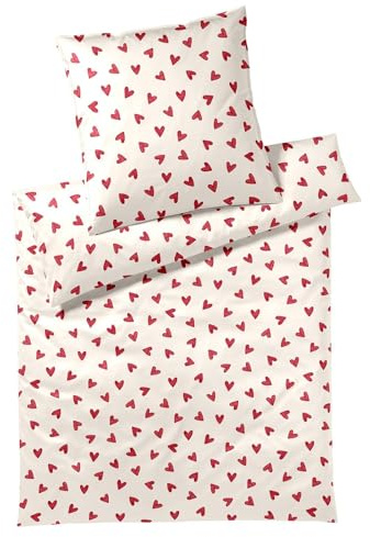 elegante Mako-Satin Bettwäsche Cherie Himbeerrot 1 Bettbezug 135 x 200 cm + 1 Kissenbezug 80 x 80 cm