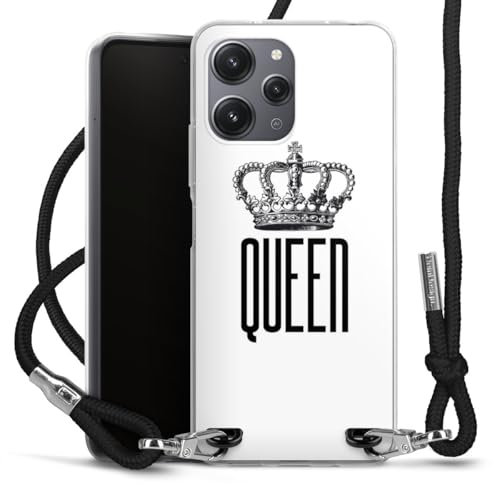 Carry Case kompatibel mit Xiaomi Redmi 12 Hülle mit Band Handykette zum Umhängen schwarz Queen Königin Krone