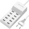 LEKEFET - Caricatore USB multiuso, 50 W, 10 porte, connettore singolo 5 V/2,4 A/1 A, alimentatore USB, caricatore Station, per iPhone, iPad, Samsung Galaxy Pixel Huawei, colore: Bianco