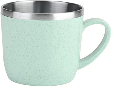Yuecoom Stainless Steel Insulated Pot Coffee Mug with Handle, Stainless Steel Wheat Straw Coffee Cup, 200ml Coffee Mug, for Hot and Cold Beverages (Nordic Green)