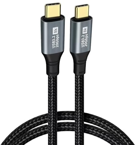 USB C to USB C Cable 0.5M – High-Speed USB 3.2 Gen 2 Charger, C to C Charger Cable Fast Charge, with 20 Gbps Data Transmission, 100W Fast Charging (20V/5A), and 8K @ 60Hz Video Output