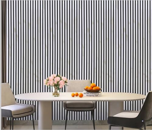 Acoustic Wall Panels 600MM X 2400MM Pack of 4 Soundproof Decorative Panels for Noise Reduction in Studio, 3D Slat Wall Panelling 5.76m² per Pack (Marble White 01WK)