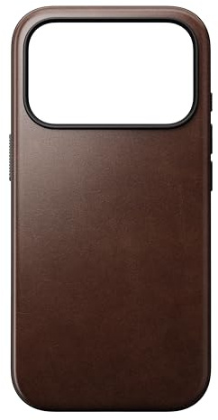 NOMAD Modern Leather Case | for iPhone 17 Pro | Protective Case Made of Polycarbonate and High-Quality Genuine Leather | MagSafe Compatible | Rustic Brown Horween