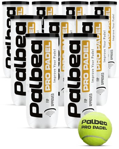 Palbea PRO PADEL - Palline Padel Approvate FIP - 1 Cartone x 9 Tubi - Palle Padel con Feltro HV ad Alta Visibilità. Qualità Premium. Ideali per Allenamenti e Tornei. Pressurizzate, Durature e Veloci