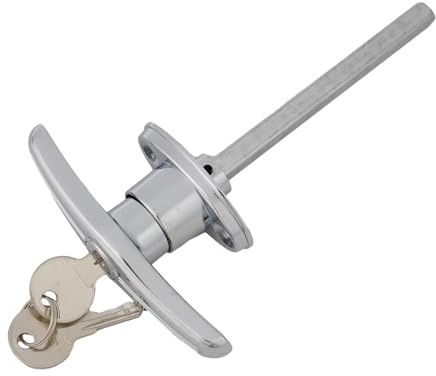 VRTYVEYBB Serrure de porte de garage avec poignée en T à clé fixe arrière à levier court étanche peut être utilisée pour différentes caravanes, garages, abris de jardin, camping-cars