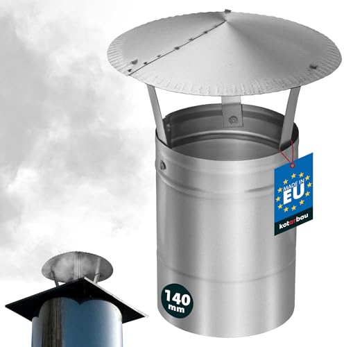 KOTARBAU® Sombreros para Chimeneas - Sombrerete Chimenea - Acero Inoxidable - ø 140 mm - Caperuza Salida Humos - Sombrero Antirrevoco Chimenea - Protección Contra Lluvia y Pájaros