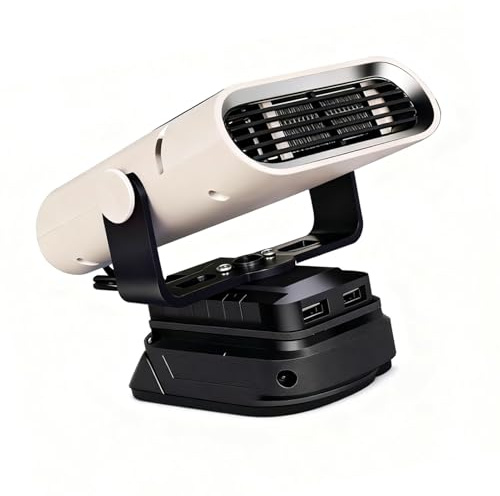 Hyuduo Tragbare Raumheizung Batteriebetriebene 2-in-1 Heiz-Defroster Defogger mit 360° Drehung für Werkstatt PKW LKW SUV Camper Garage