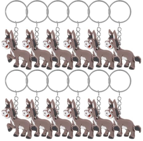 HOMOCONO 20 Stück Cartoon Esel Schlüsselanhänger mit Metall und PVC Anteil