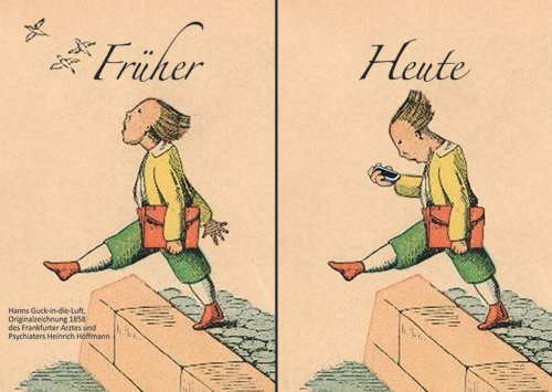 modern times Postkarte LUSTIG - Motiv: FRÜHER HEUTE, Anlass: Fun, Künstler/Verlag: DIE KARTENWERKSTATT, Größe: A6