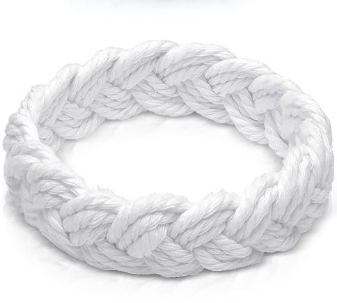 World End Imports Weißes Baumwollarmband mit Seemannsknoten (mittel) mittlere Baumwolle ohne Edelsteine mittlere Baumwolle ohne Edelsteine mittlere Baumwolle keine Edelsteine mittlere Baumwolle ohne