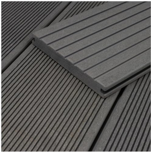 HORI WPC Terrassendielen Komplettset Massiv Diele BPC Komplettbausatz Inkl. Unterkonstruktion & Clips Wetterfest, pflegeleicht & rutschhemmend Dielenlänge 400 cm - Fläche 12 m²