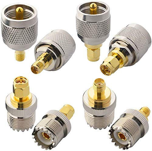 SMA zu UHF Kits 2er Set RF Koaxial CB Funkadapter SMA zu UHF PL259 SO239 Anschluss WiFi Antennenadapter für CB Antenne CB Funk Zweiwegefunk Handfunkadapter