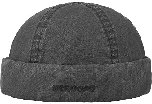 Stetson Delave Organic Cotton Dockermütze Herren - Made in the EU - Aus 100% Bio-Baumwolle - Mit UV-Schutz 40+ - Nachhaltig - Einfarbige Baumwollmütze - Dockercap Frühling/Sommer schwarz XL (60-61 cm)