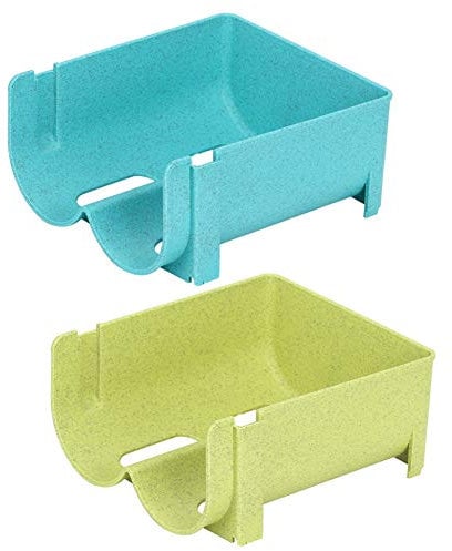 Stackable Bottle Rack, Bottle Holder for Refrigerator Wine Rack for 2 Bottles Plastic Free-Standing Stackable Wine Racks for Kitchen Cabinet Countertop, 5.5x6.3x3inch
