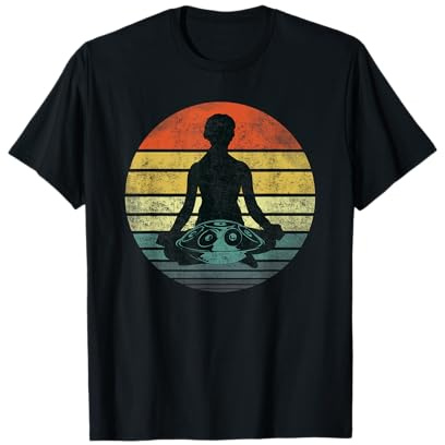 Handpan Hang Drum Musik Meditation Relax Sunset Retro T-Shirt