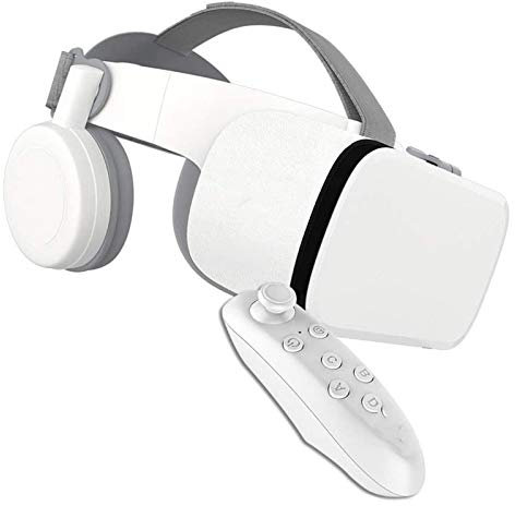 LAHappy Occhiali VR 3D, HD Realtà Virtuale VR Occhiali con Controller Bluetooth e Cuffie, Realtà Virtuale Visore Adatto per Smartphone 4,7-6,2 Pollici, Compatibile con per Film e Giochi 3D