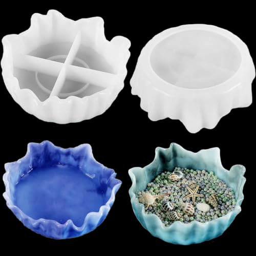 FineInno Schale Gießformen Rund Tablett Silikonform Bowl Epoxidharz zur Herstellung Schüssel,Frühling Kerzenhalter Blumentopf für Beton Gips