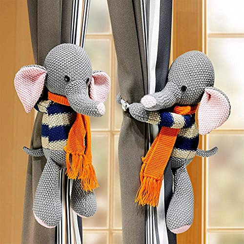 Raffhalter mit Cartoon-Vorhangschnalle, Tierriemen, Vorhanghaken, Vorhang-Clip, Raffhalter für Kinderzimmer, Fensterdekorationen (Elefant), 2 Stück