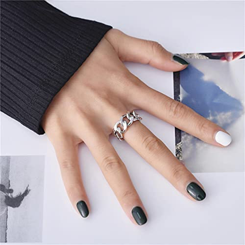 DOOLY Trendy 925 Sterling Silber Kettenringe für Frauen Paare Vintage Handmade Twisted Geometrische Fingerschmuck Partei Geschenke