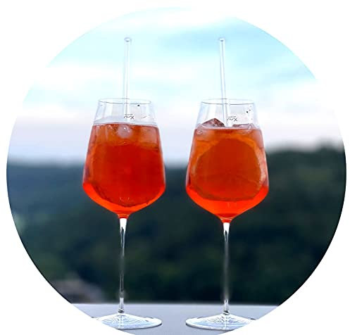 Topkapi Elite Aperol Spritz Set Duo Exquisite XL Verres à cocktail I 2 verres en cristal ultra fins sans plomb I spécialement conçus pour Aperol Spritz I avec 6 pailles en verre I 450 ml