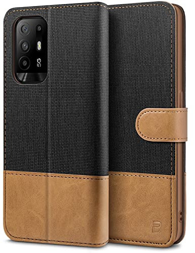 BEZ® Coque pour Oppo A94 5G, Etui pour Oppo A94 5G Housse en Cuir de Protection, Portefeuille en Cuir Polyuréthane, Crochet, Pochette pour Monnaie, Fermeture Magnétique, Noir