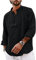 YAOBAOLE Mens Linen Shirts Long Sleeve Grandad Shirts for Men Hippie Beach Yoga Shirts Black XL