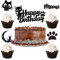Blumomon 25 x Cupcake-Topper mit Katze und Miau, schwarze Glitzer, Kätzchen, Kuchendekorationen für Katzenliebhaber, Kätzchen-Thema, Babyparty, Kindergeburtstag, Hochzeit, Party, Kuchendekorationen
