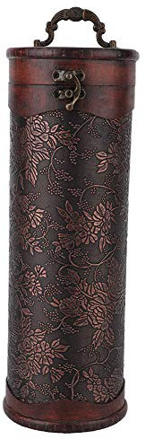 Joyzan Wine Gift Box, Single Bottle Decorative Wine Box with Lid, Retro Wine Bag Portable Vintage Round Single Storage for Birthday Party Housewarming Wedding Anniversary