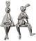 Paar Hasen Figuren Deko Regal Wohnzimmer Tischdeko Modern Keramik Skulpturen Hasenfigur Wohnaccessoires Osterdeko Innen Ornament - Geschenk zum Oster Valentinstag Geburtstag 2er-Set, Chrome
