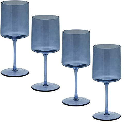 Karma Juego de 4 copas de vino azul de mediados de siglo