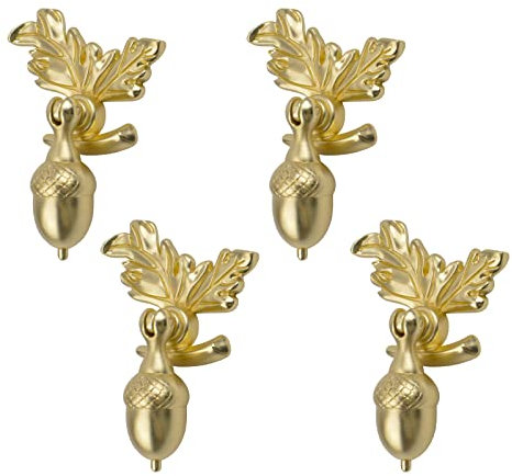 MOROBOR Acorn Drawer Knobs with Leaf Pedestal, 4pcs Antique Zinc Alloy Acorn Nut Squirrel Knob,Drop Pendant Pull Handle Drawer Single Hole Handle for Wardrobe Cupboard Closets (Matte Gold)