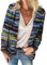 Sawmew Lässige Langarm-Strickjacke für Damen, Weicher, Dicker Strickpullover, Regenbogenfarben, Strickjacke, Mantel mit Tasche (Color : Blue, Size : L)