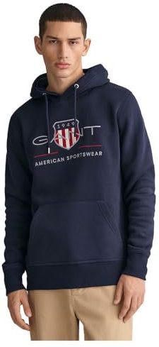 Gant Herren Reg Archive Shield Hoodie Kapuzenpullover, Evening Blue, XXL EU