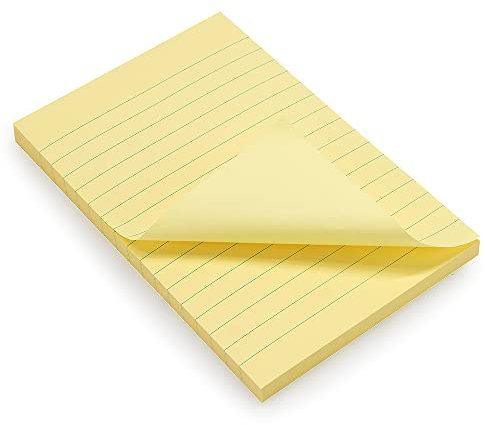 WAYTEX 931680 Haftnotizen A6 mit Linien Block mit 100 Blatt Haftnotizen groß 9,8 x 15 cm Pastellgelb 100 Stück