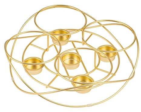 bremermann Food Warmer 5 Tea Lights Round Warming Plate Teapot Warmer (Gold)