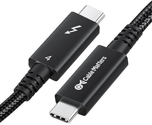 Cable Matters [Certifié Intel Câble actif Thunderbolt 4 tressé 40 Gbps de 2 mètres avec 100W de charge Power Delivery et vidéo 8K - Entièrement compatible Thunderbolt 3, USB 4/USB4, et port USB C