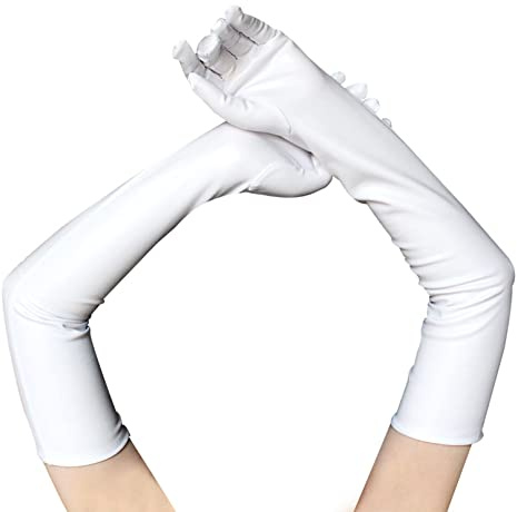 1 Paar Damen Langer Handschuh,Lackleder Handschuhe,Glänzende Fingerhandschuhe für Cosplay Oper Tanz Abend Party Kostüm