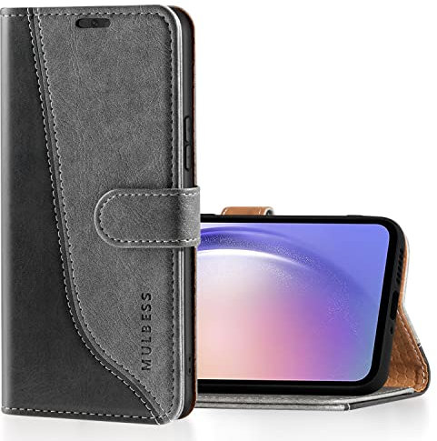 Mulbess Coque pour Samsung Galaxy A54 5G, Etui a Rabat, Housse en Cuir, Pochette de Protection Portefeuille, Élégant Gris