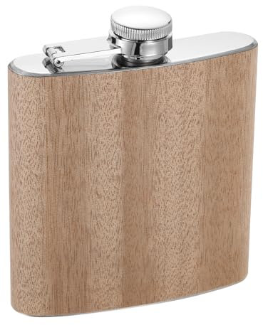 sourcing map Hip Flask for Liquor 6oz 168ml Stainless Steel Leak Proof Drinking Flask for Camping Hiking Outdoor Activity, Red Brown