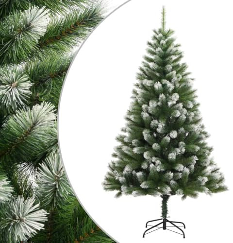 vidaXL Künstlicher Weihnachtsbaum, Christbaum mit weißem Kunstschnee bedeckt, Weihnachtsdekoration mit stabilem Ständer, Tannenbaum klappbarer Weihnachtsbaum