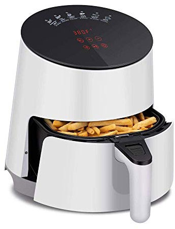 FLOWFX Horno freidora de Aire Caliente, freidoras de Aire Caliente Grandes y rápidas y Cocina sin Aceite con ajustes preestablecidos, Pantalla táctil LED/Asar/Hornear/Mantener Caliente, Apto para